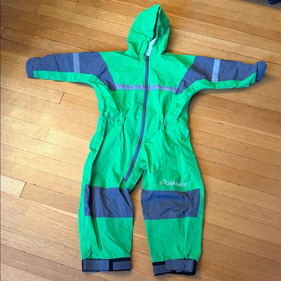 OAKI Green and Gray Kids Raincoat - Picture 1 of 5